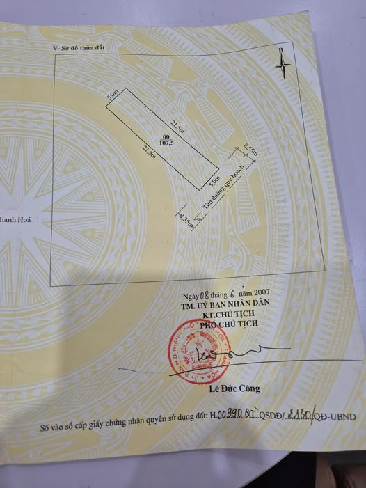 Bán đất thổ cư 107.5m2 hướng Đông Nam, xây dựng tự do, gần chung cư Võ Nguyên Giáp