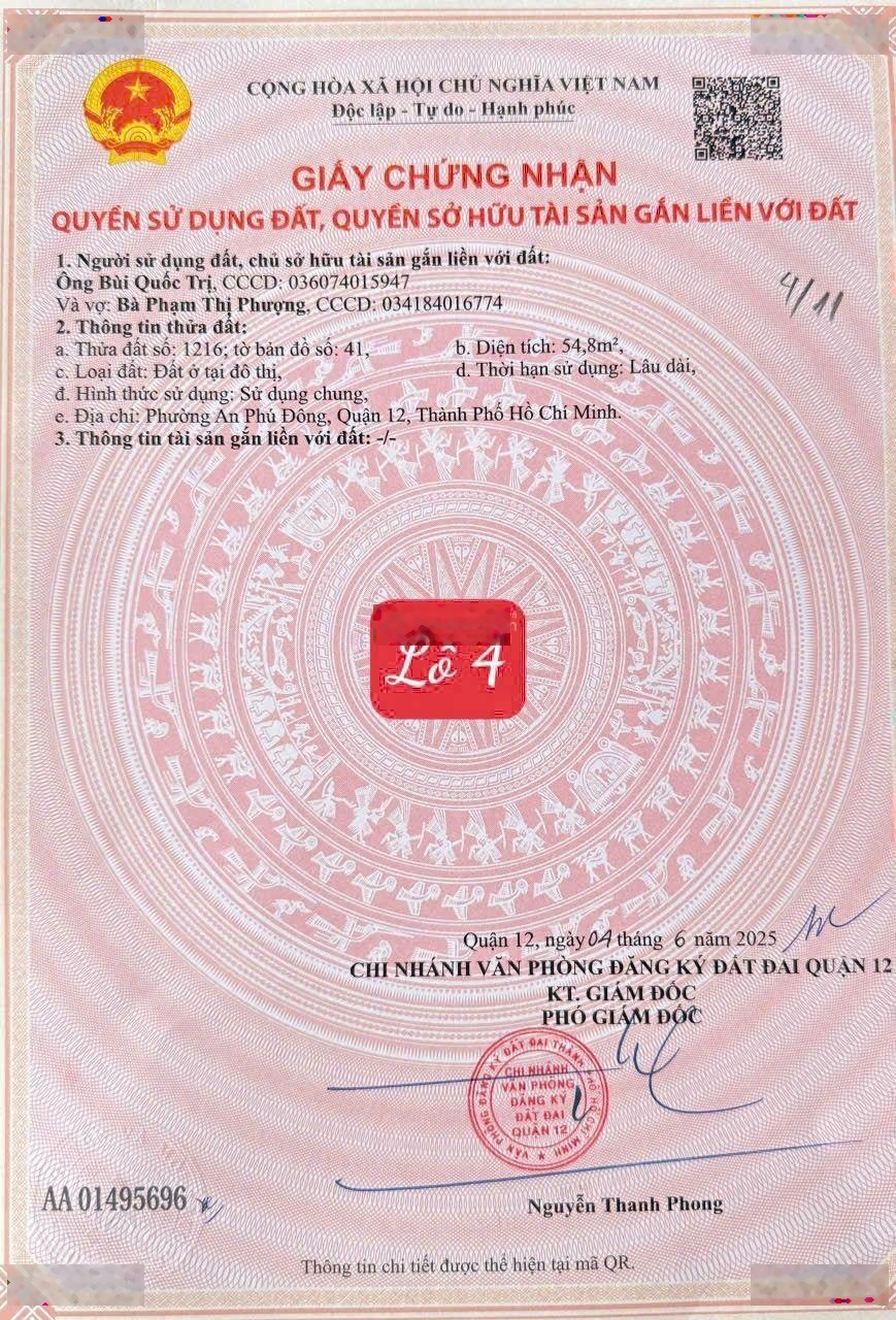 Bán đất 50m2 tại An Phú Đông, 4,2 tỷ, view đẹp