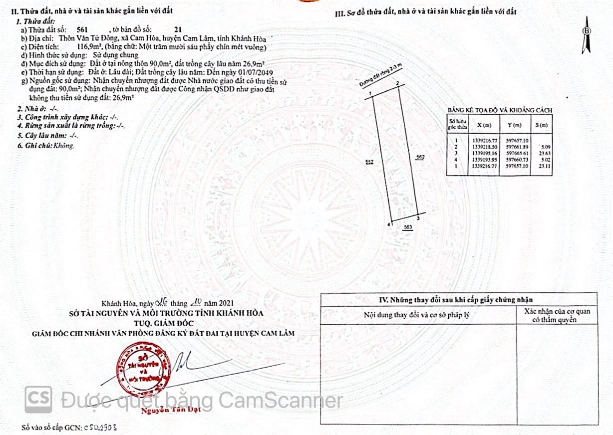 Cần bán nhanh lô đất Cam Hoà view đầm, đường nhựa hiện trạng, sát bên dự án Vin. LH 0935763395