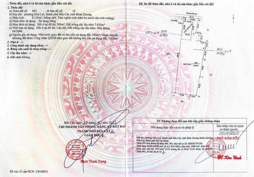 Bán đất phường Hòa Lợi, Bến Cát, Bình Dương, 20,5 tỷ, 8136m2, giá tốt, uy tín