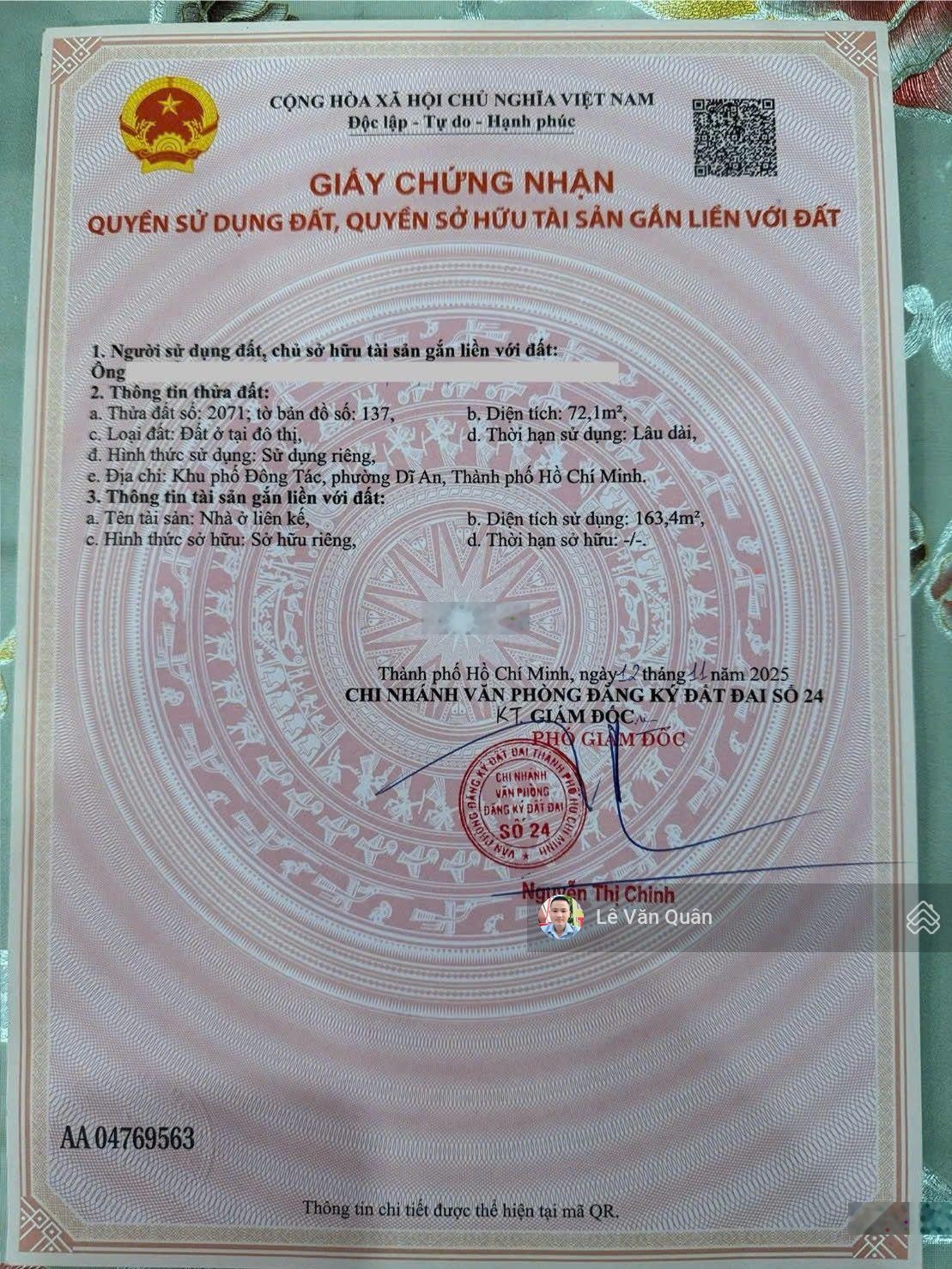 Bán nhà phố VIP hoàn công kdc đông hưng dĩ an