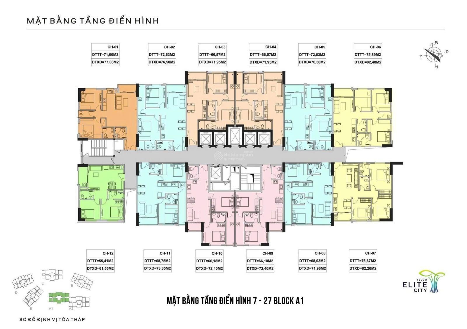 Tecco elite tòa a1, 2 tỷ căn 2 ngủ 70m, miễn gốc lãi 18t, tặng ngay 1 chỉ vàng cho khách mua t12