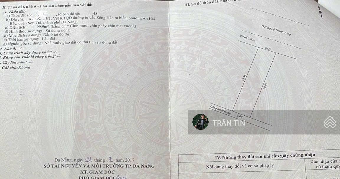 Cặp đất mặt tiền đường Lý Thánh Tông, ngay phố Hàn Quốc, cách biển Phạm Văn Đồng 400m