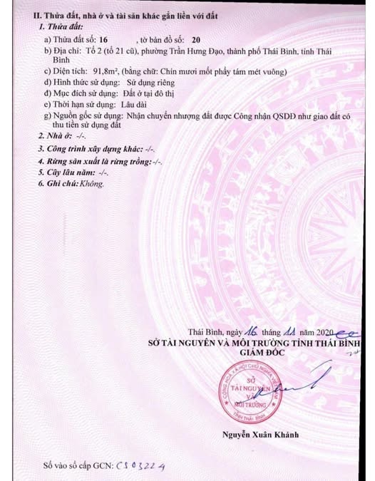 Nhà 3 tầng mặt đường Lê Thánh Tông, Thái Bình 91,8m2, mặt tiền 7,24m