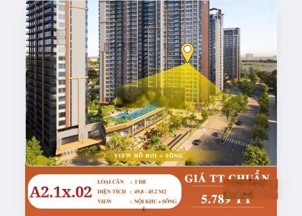 Bán căn 1PN giá gốc CĐT chỉ 5,789 tỷ dự án Masteri Park Place - The Global City