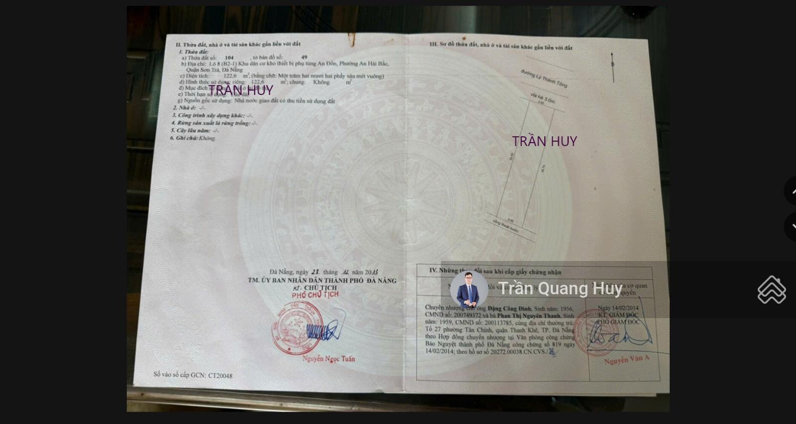 Chính chủ cần bán lô đất rộng MT Lý Thánh Tông, khu dân cư an ninh, ngay trục du lịch Sơn Trà