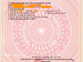 Hòa Ninh, Di Linh 191m² full thổ, 7,6 tr/m2