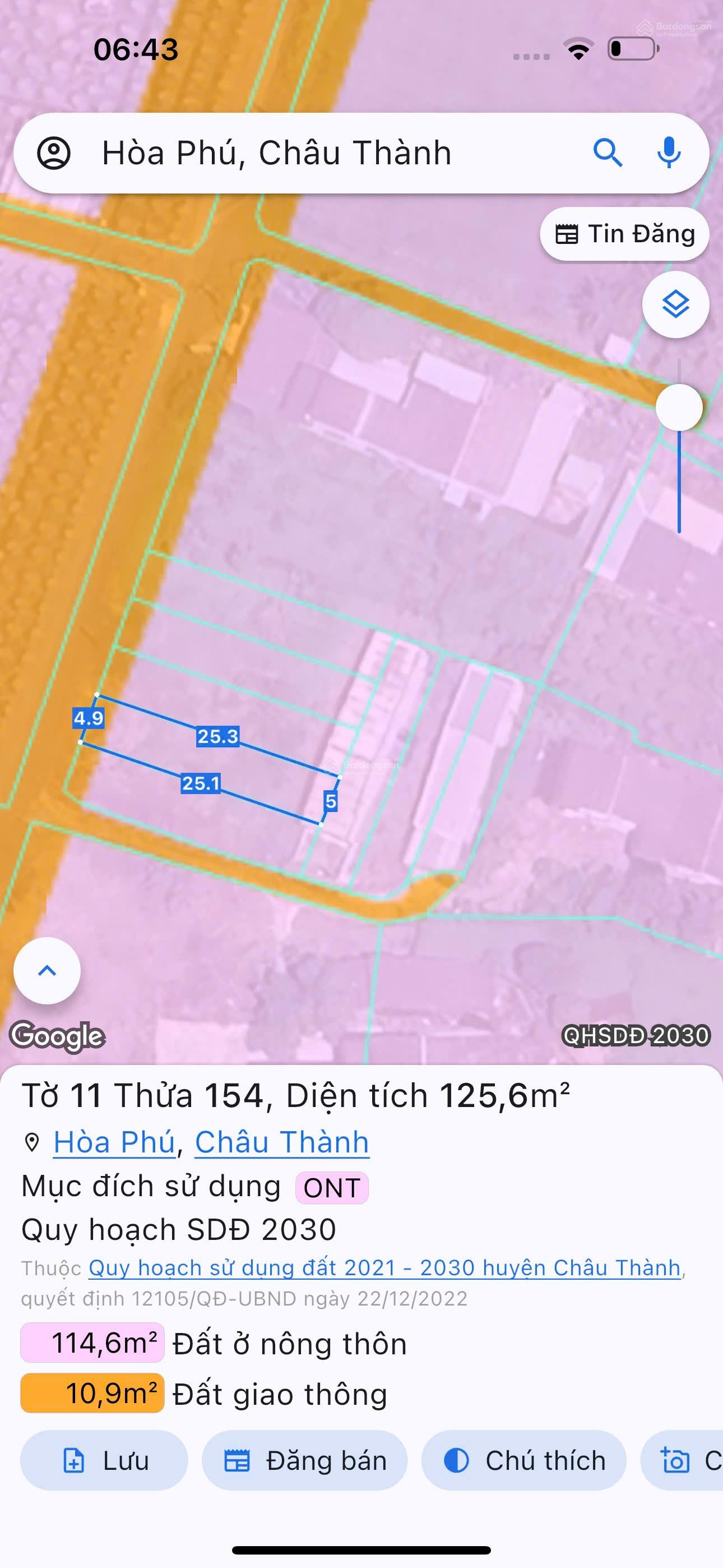 Bán gấp 125.6m² đất full thổ cư xã Hòa Phú -đường nhựa 2 làn ô tô, giáp TP. Tân An -giá chỉ 999tr