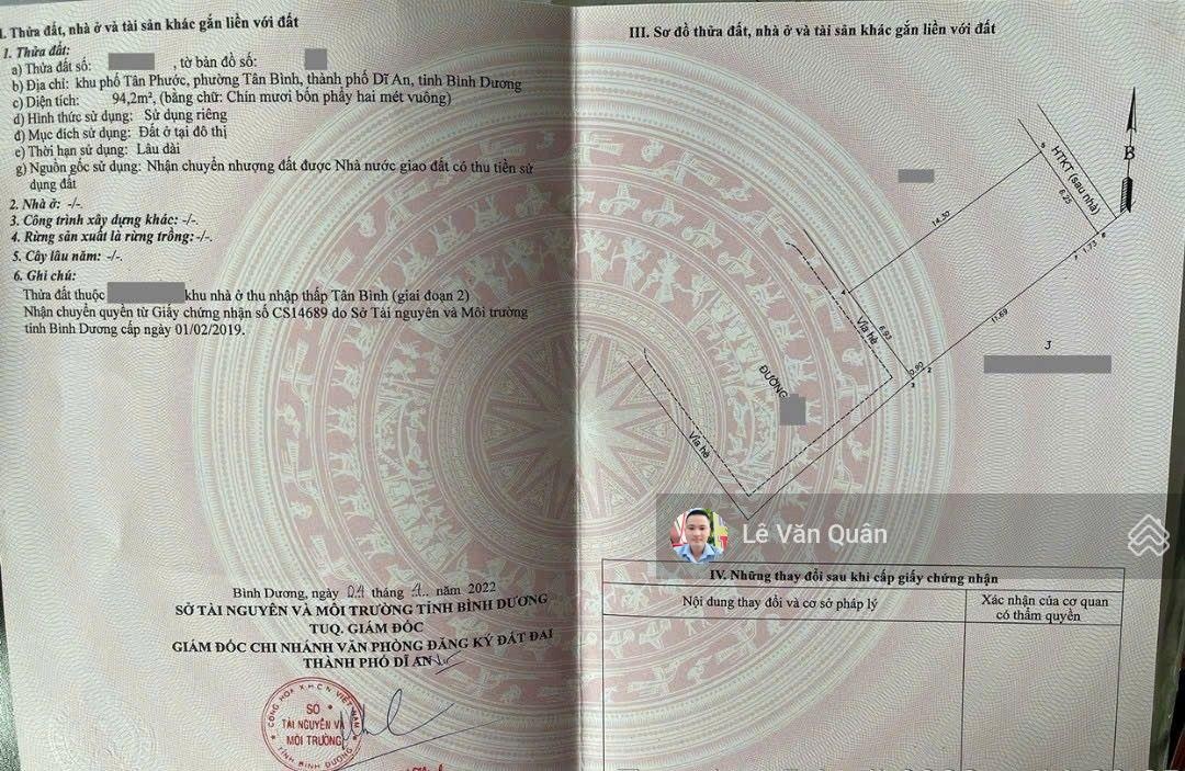 Bán rẻ lô đất dự án Lê Phong Dĩ An