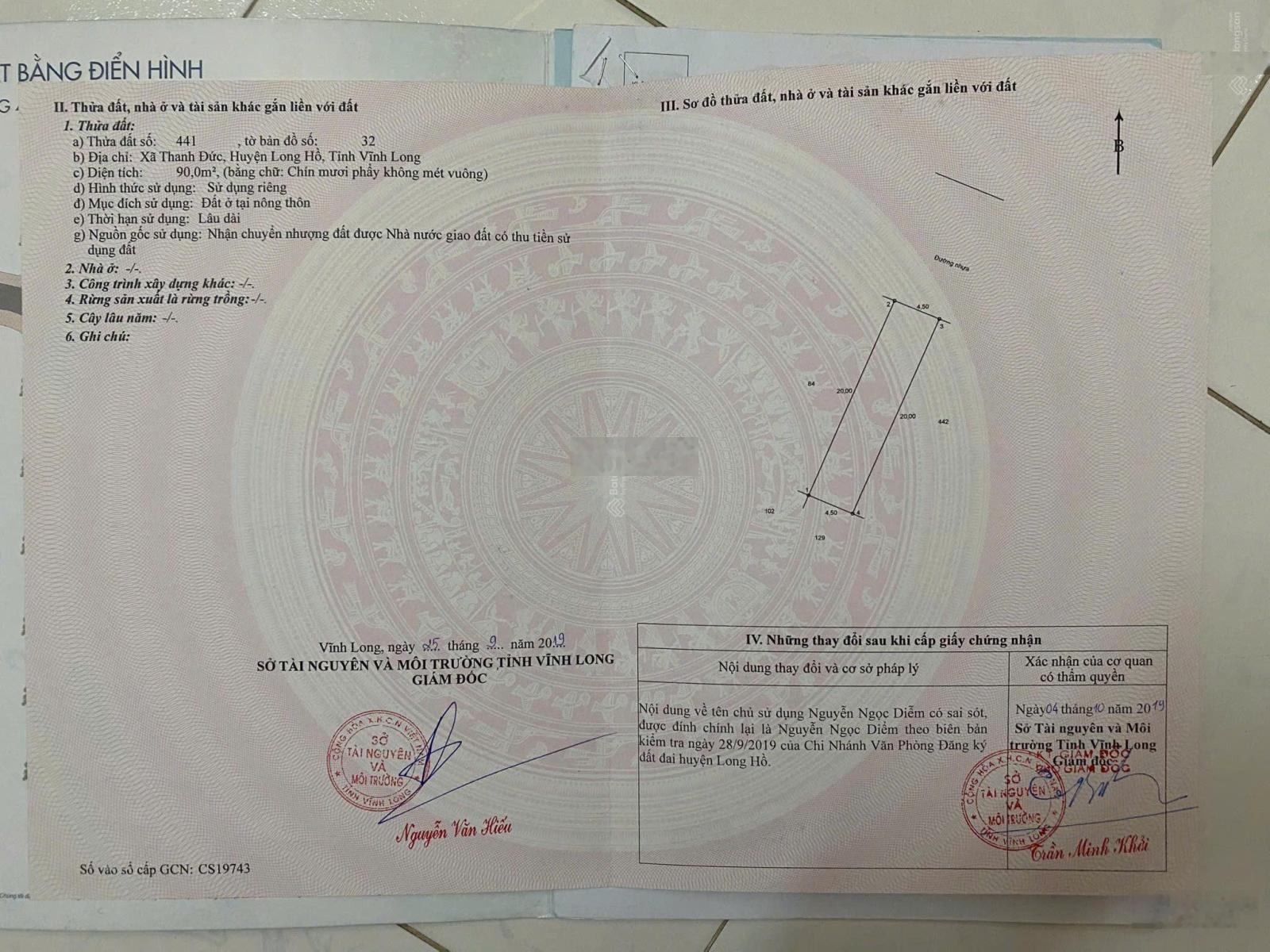 Chính chủ cần bán đất nền Vĩnh Long giá rẻ chỉ 900tr