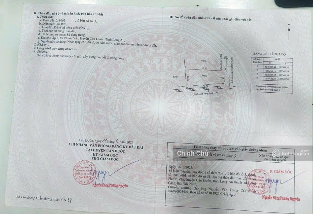 Đất đẹp giá tốt. Cần bán gấp lô đất đầu tư 2 mặt tiền tại Phước Vân, Cần Đước, Long An, DT 201m2