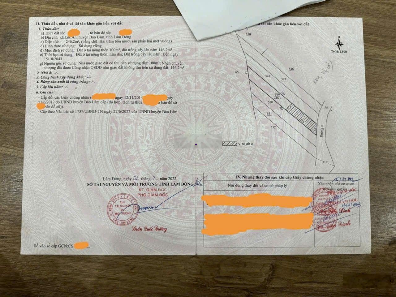 Lộc An, Bảo Lâm, 246.2m (có 146.2m đất ở), 9 triệu/m2