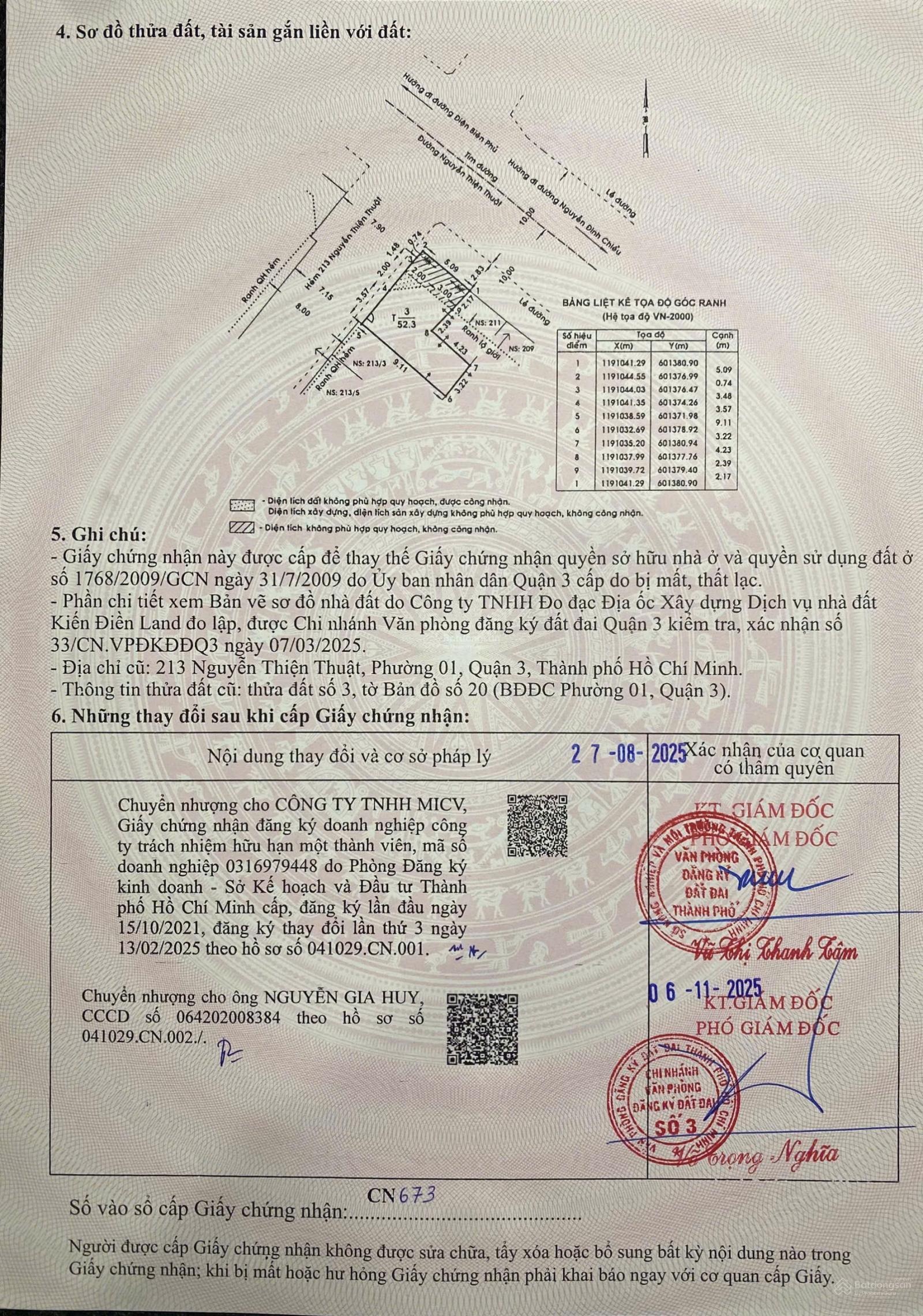 Bán Nhà Mặt Tiền 213 Nguyễn Thiện Thuật, P.1, Q.3 5.09x7.79m Giá 25 Tỷ