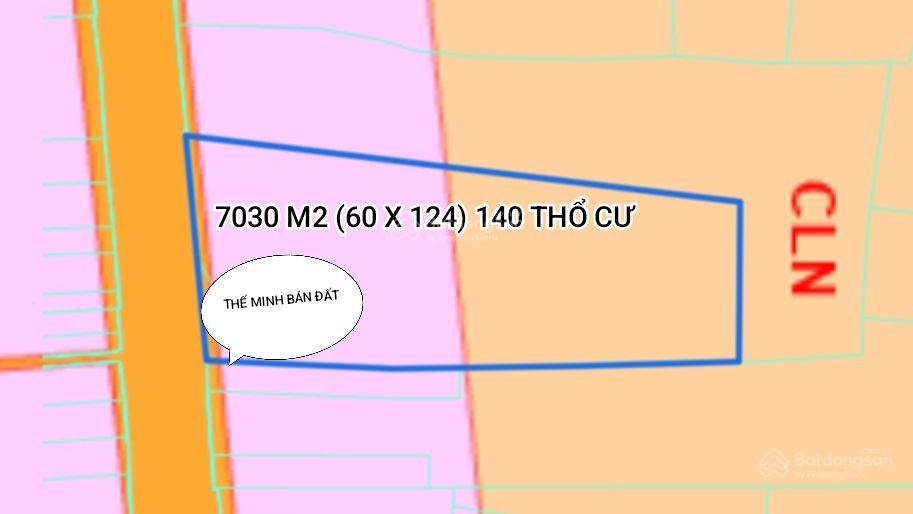 Bán 7030m2 mặt tiền 60m 140 TC đường lớn (2,3 triệu/m2) tiện kinh doanh mua bán đa nghành nghề