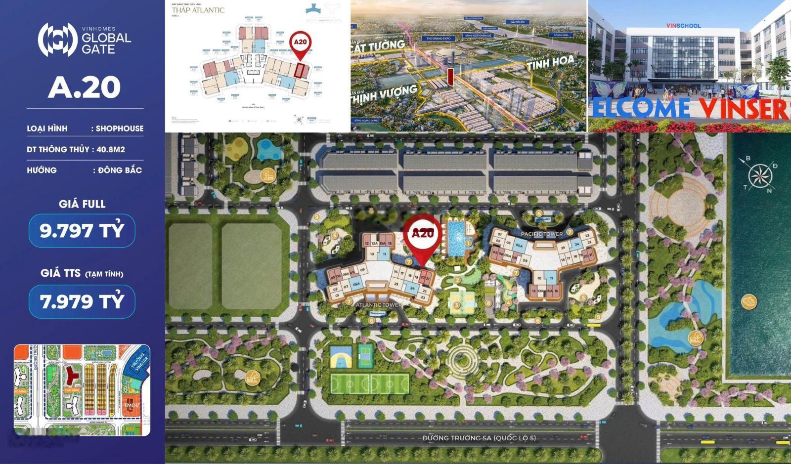 Quỹ căn độc quyền shophouse chân đế chung cư Vinhomes Global Gate Y4, Y5, M1, M2, M3 sở hữu lâu dài