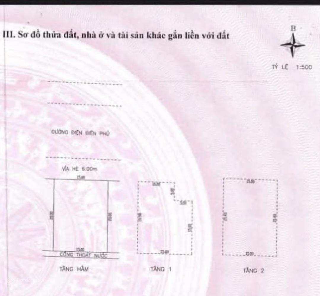Chuyển nhượng Nhà 3 tầng mặt tiền Điện Biên Phủ. Dt 300m2 ( 15m x 20m ) đang cho Ngân Hàng thuê