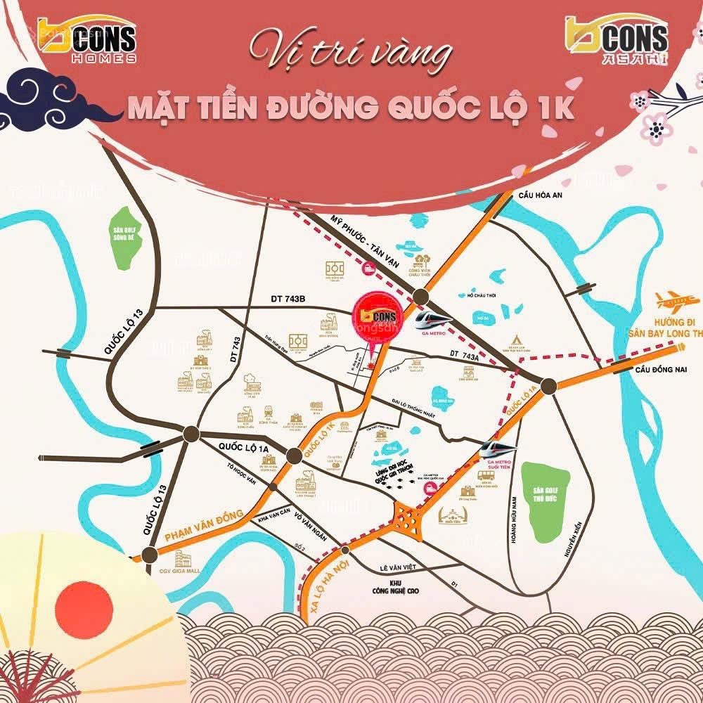 Bán căn hộ 3pn bcons asahi mặt tiền ql1k giá gốc cđt