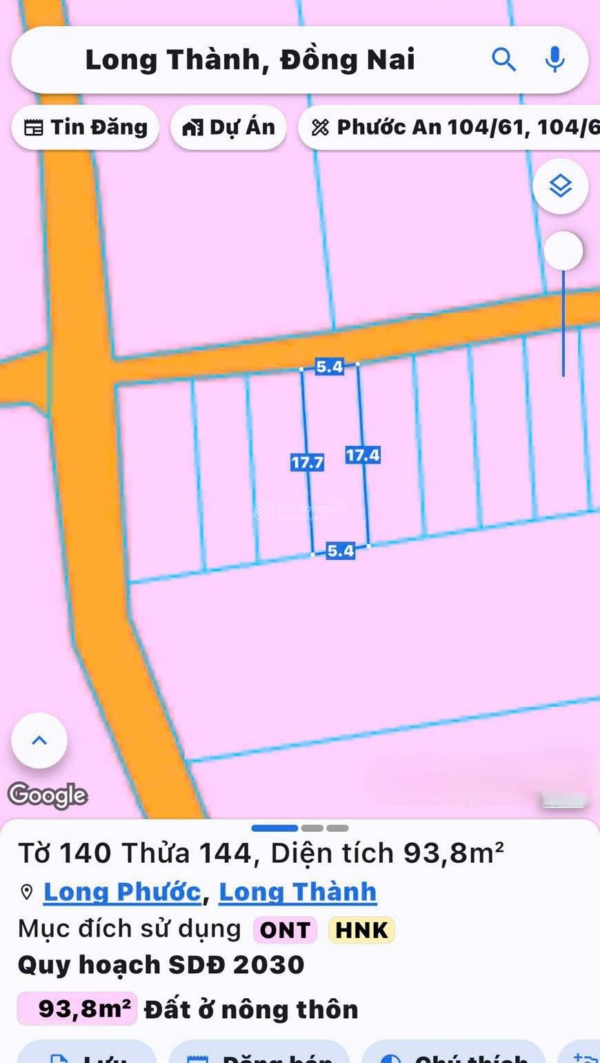 Bán đất Long Phước, Long Thành, Đồng Nai. Trong đó có 81m2 thổ cư, giá rẻ, sổ cất két, GD ngay