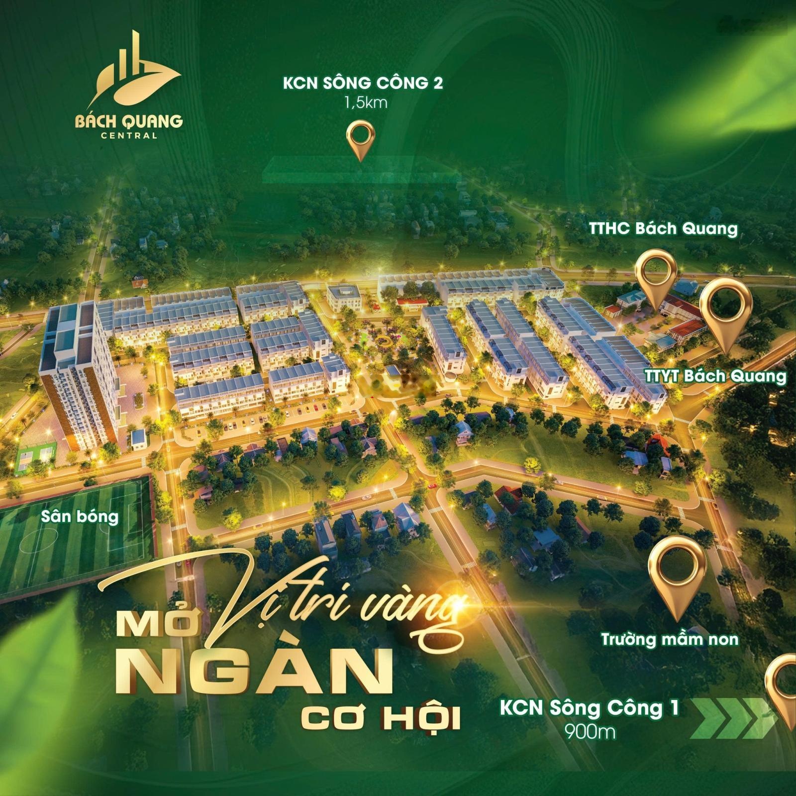 Bán shophouse Bách Quang Central Sông Công Trung tâm đô thị mới, giá 22 triệu/m², CK 9%