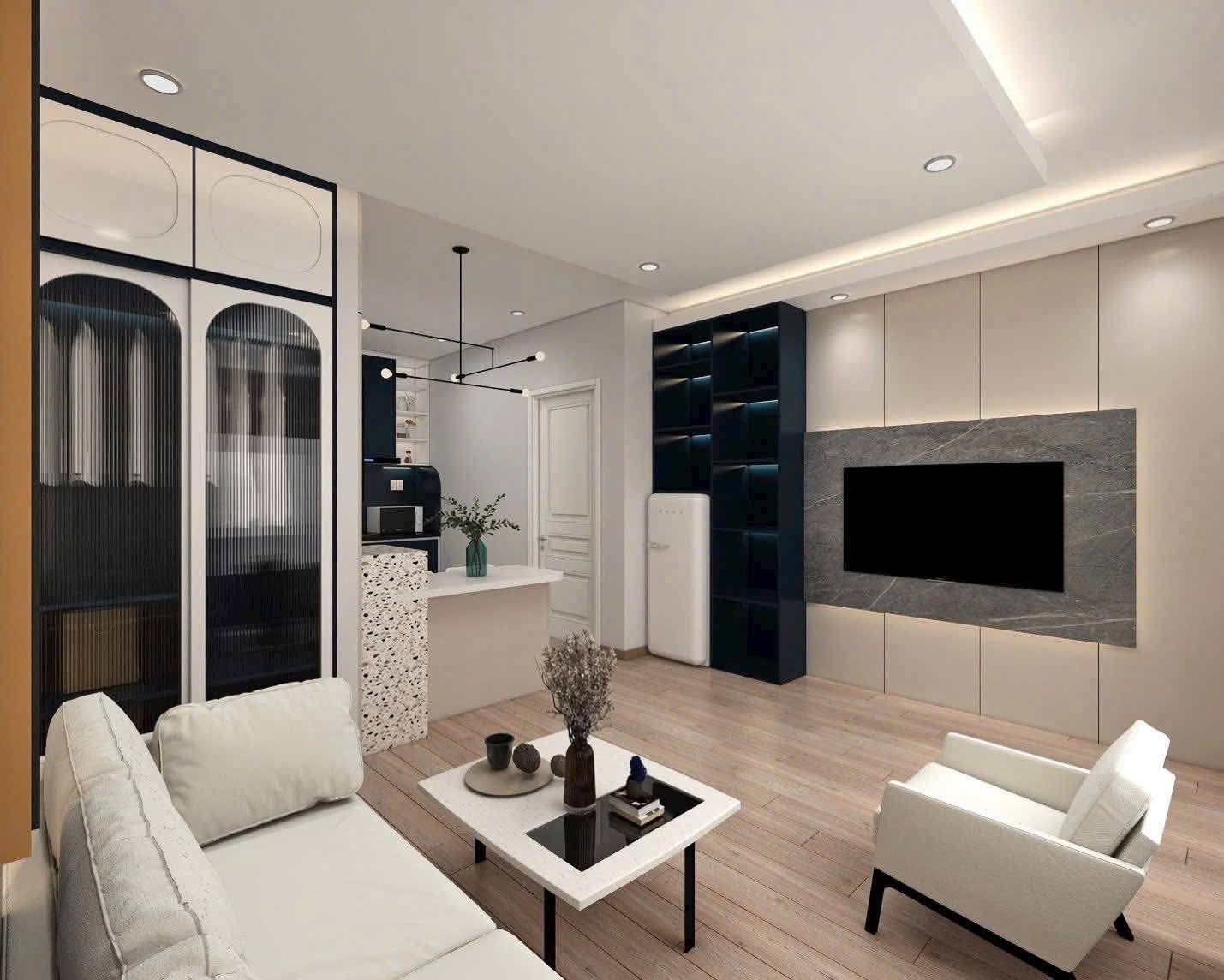 Căn hộ 1 phòng ngủ ban công 50m2 cạnh sân bay, chỉ cần xách vali vào ở