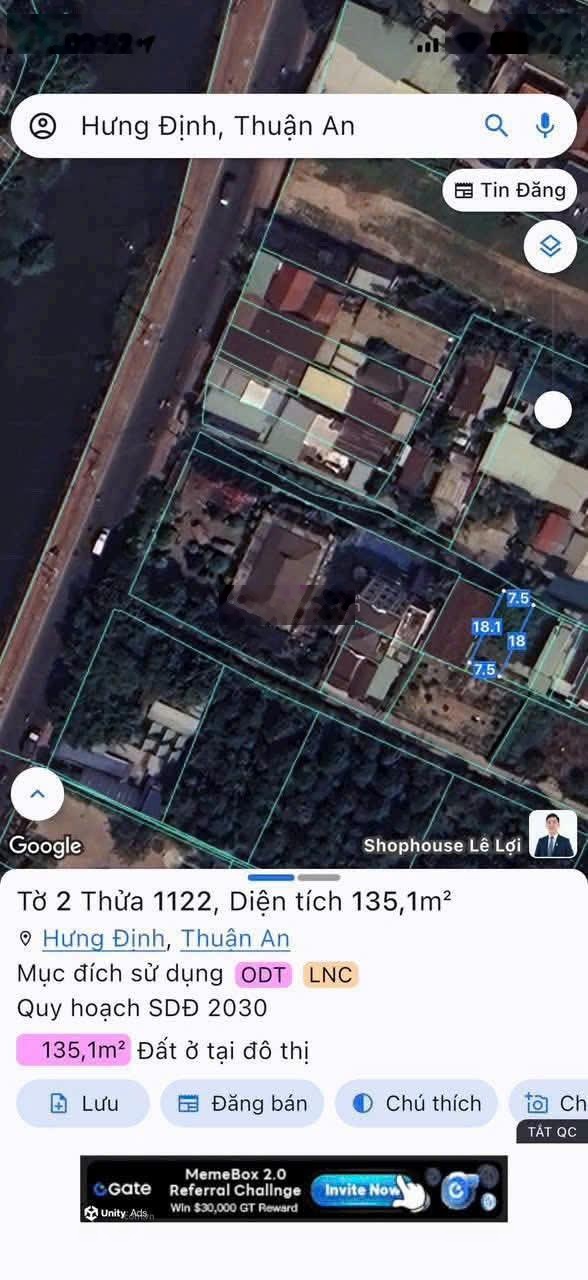 Bán đất Hưng Định 14, sát CMT8; Gần tiệc cưới Võ Gia; Ngang 7.5m; Giá 2.65 tỷ