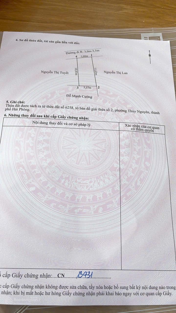 Chào bán lô FO đẹp Xanh Soi - Thuỷ Đường - phường Thuỷ Nguyên