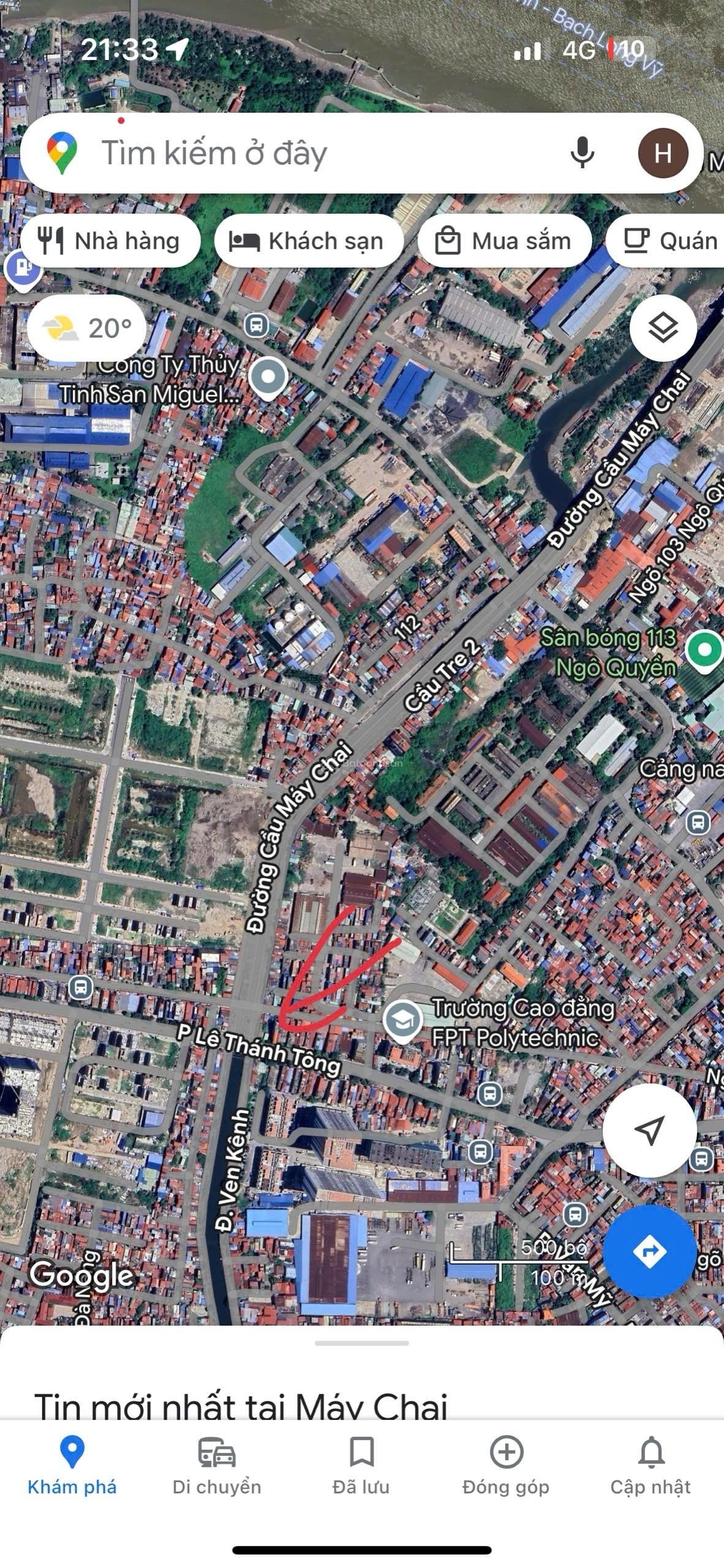 Cho thuê lô góc 3 mặt tiền ngã 4 Lê Thánh Tông + đường dẫn cầu Hoàng Gia, giao lộ sầm uất nhất HP