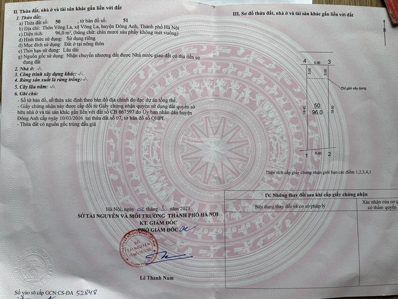 Bán đất nền khu vực gần Trường mầm non Thôn Võng La, Đông Anh (cũ)