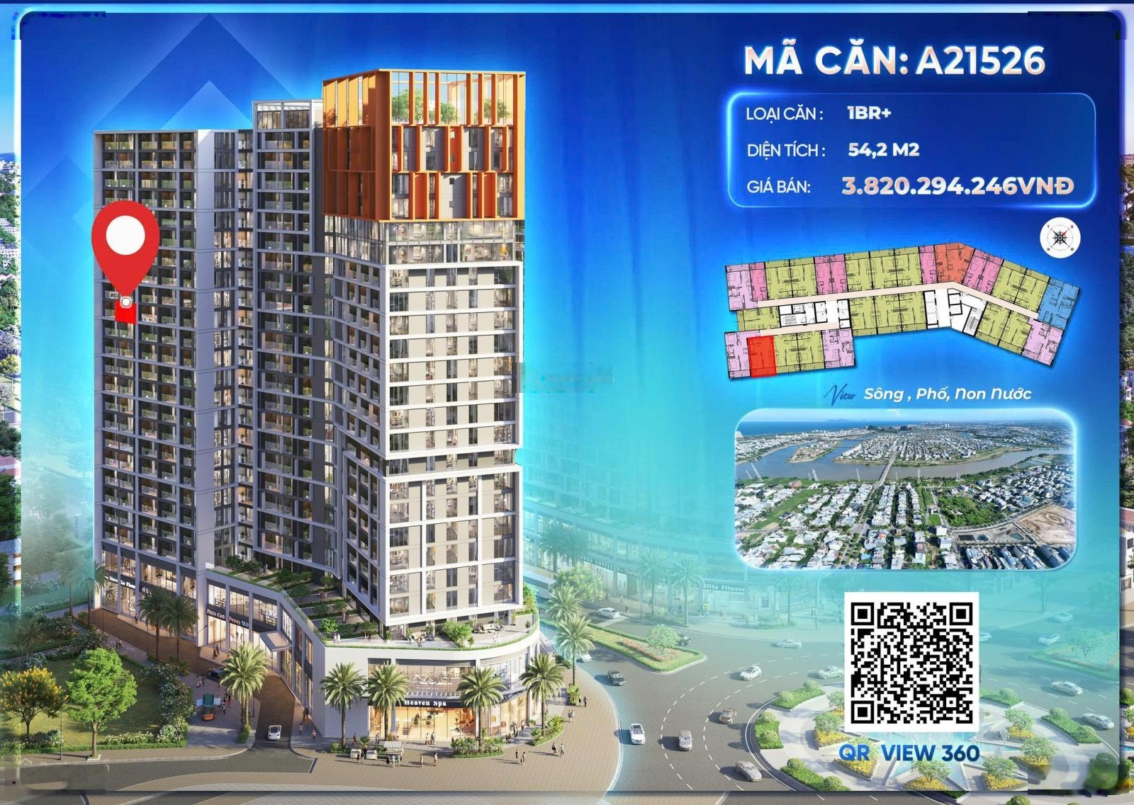 Căn hộ 1BR+ trục 26 tầng trung toà A2 Cora Tower - view Sông-Núi-Biển. Giỏ hàng độc quyền SRT.