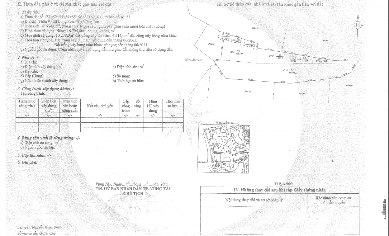 Cần bán gấp 112.844m2 đất xã Long Sơn, Tp Bà Rịa-Vũng Tàu. Giá tốt nhất khu vực 1,2tr/m2