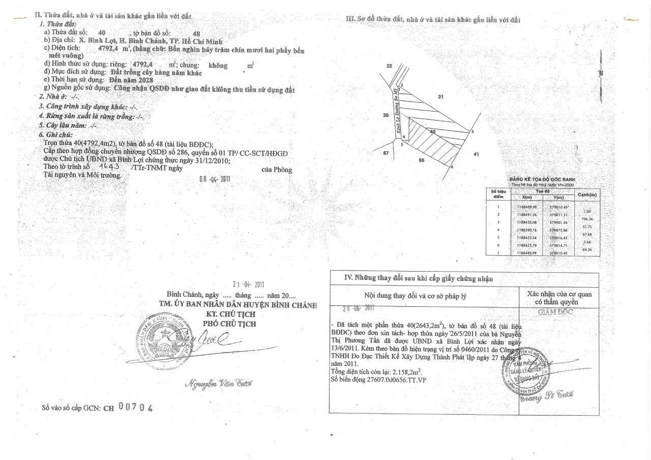 Bán đất 300000 m2 tại Xã Bình Lợi, Bình Chánh, Hồ Chí Minh, giá 670 tỷ