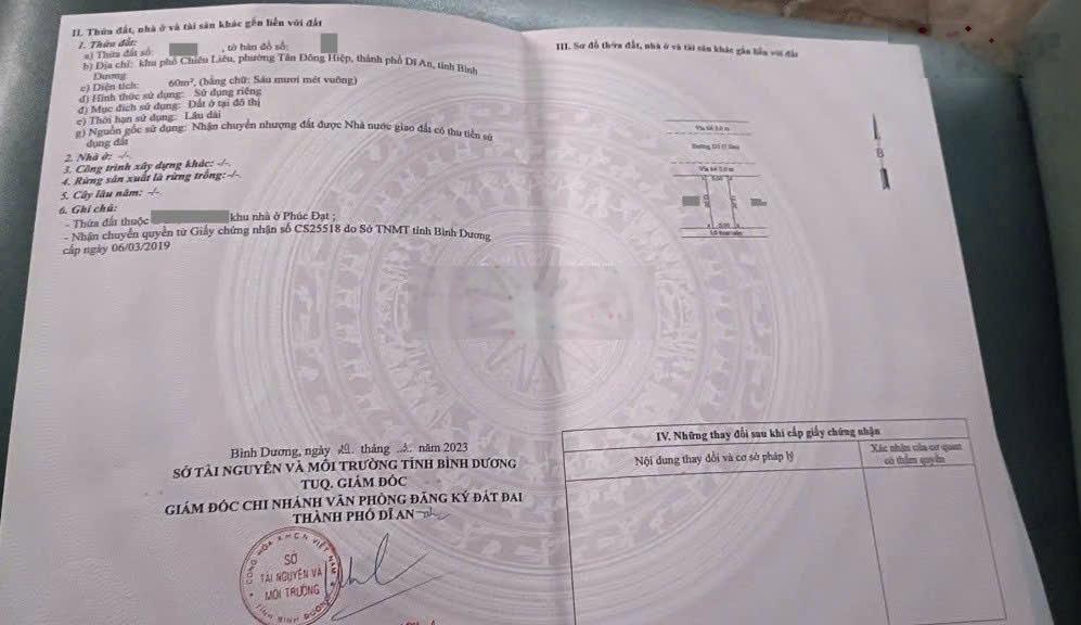 Bán đất 5x12m, đường D3 KDC Phúc Đạt p.Tân Đông Hiệp