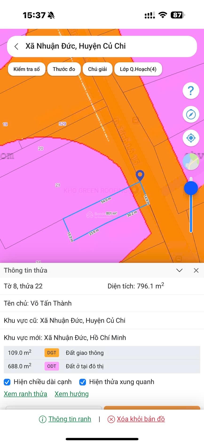 Chỉ 5 tỷ x - gần 772m2 - đất mặt tiền tỉnh lộ 15 nhuận đức, củ chi