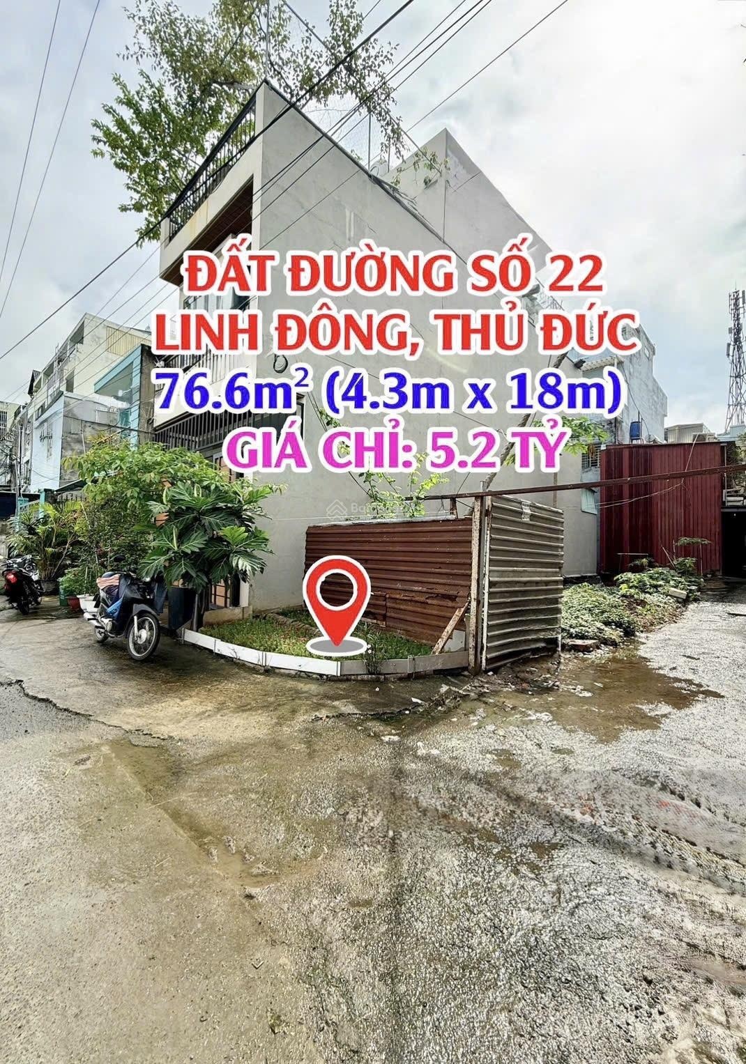 Đất Khu Dân Cư đường 22, Linh Đông, giá 5,2tỷ/76.6m2