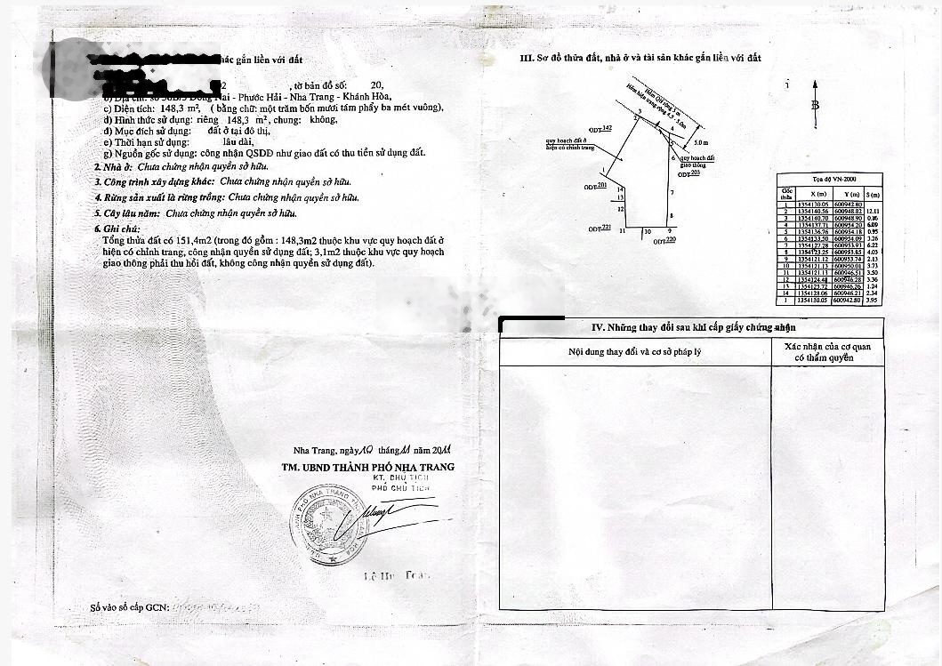 Bán đất tặng nhà cấp 4. Hẻm Đồng Nai, Phước Hải, Nha Trang. Dt:148,3m2. Sổ hồng. Giá:7,7 tỷ