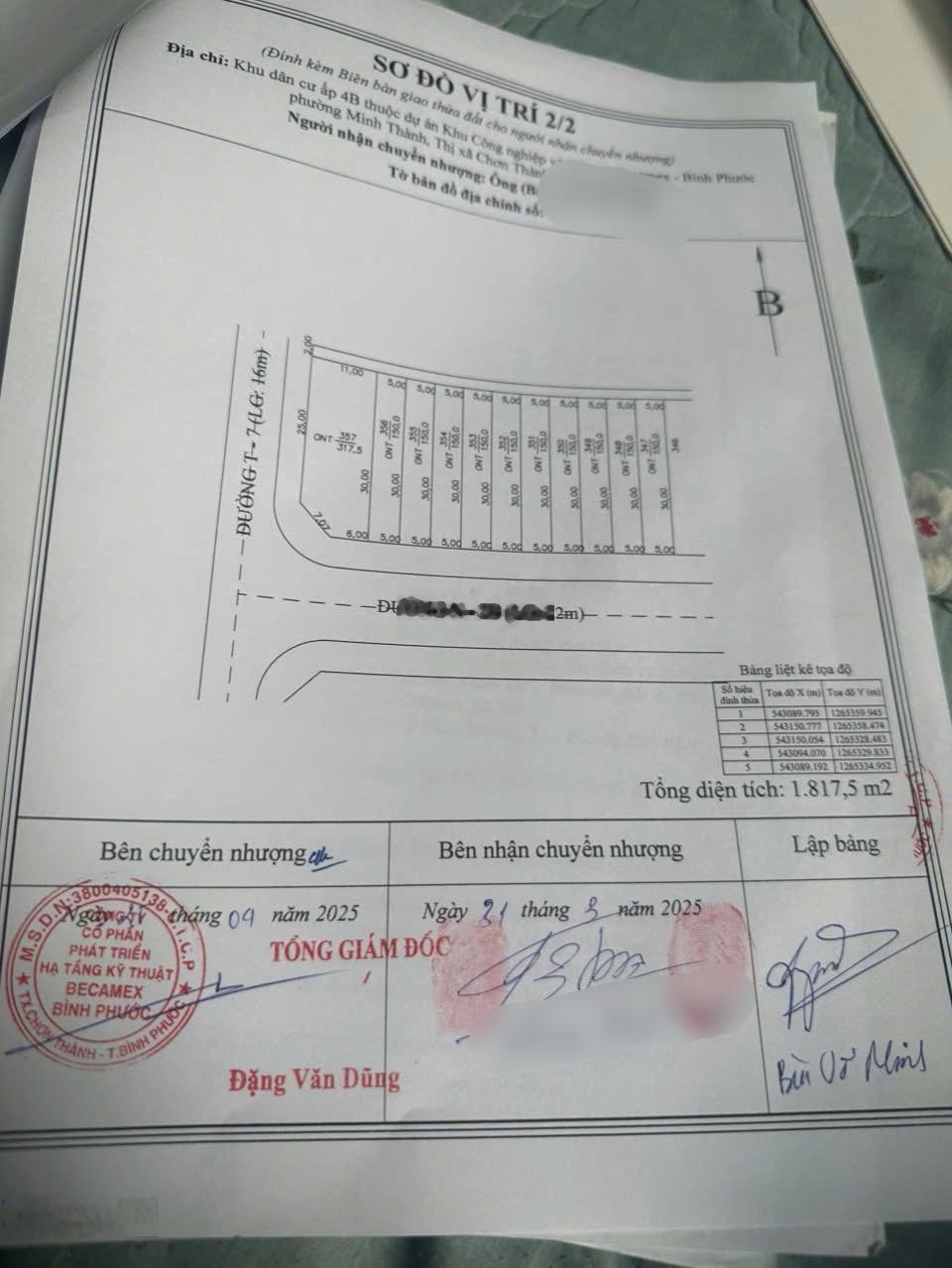 Bán 11 nền đường N2B, Becamex Chơn Thành giai đoạn 1. DT mỗi nền 5x30m, full thổ cư