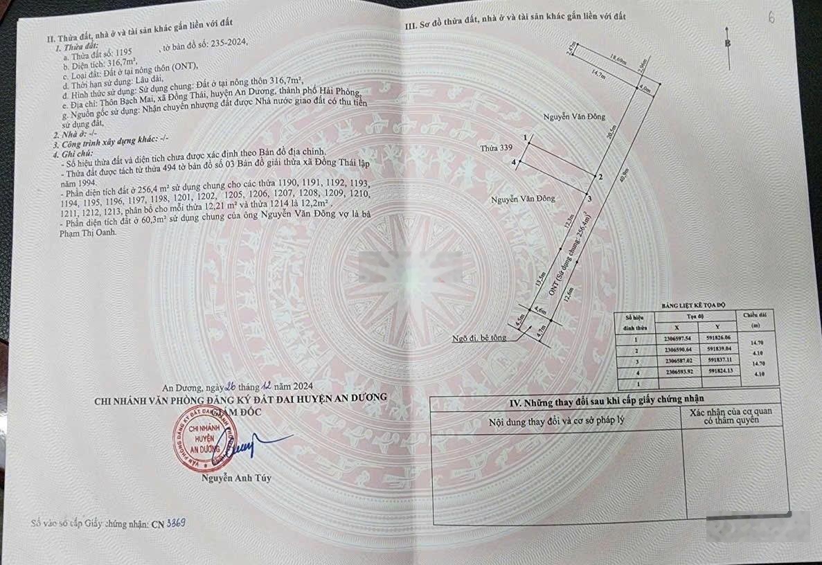 Bán đất phân lô tại Bạch Mai An Hải An Dương Hải Phòng