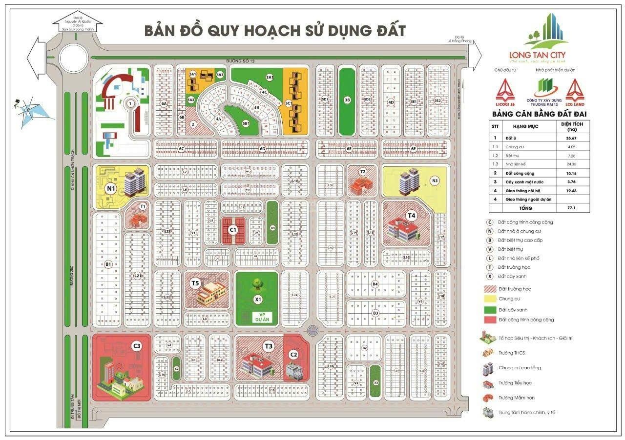 Bán lô góc 185m2 đường 30 và 35m khu dân cư Long Tân City mặt tiền 25C, LH 0938903118