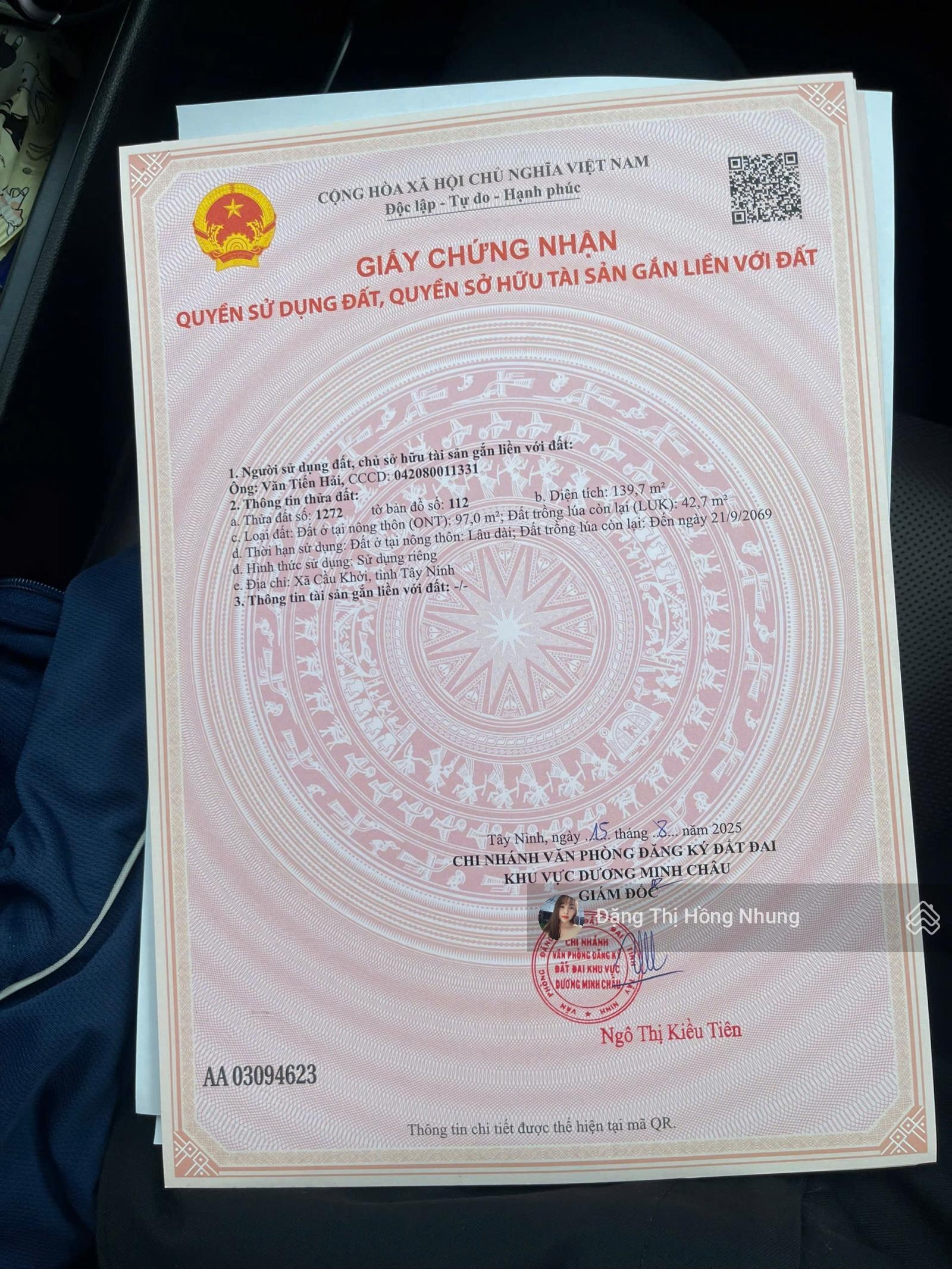 260tr, đường ôtô Chà Là, Tây Ninh 5x28m thổ cư 97m2