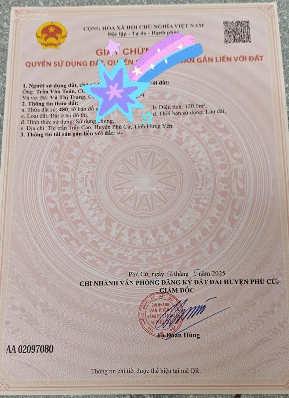 Mình có lô đất CL3 - 17 giãn dân tại thị trấn Trần Cao, huyện Phù Cừ, tỉnh Hưng Yên