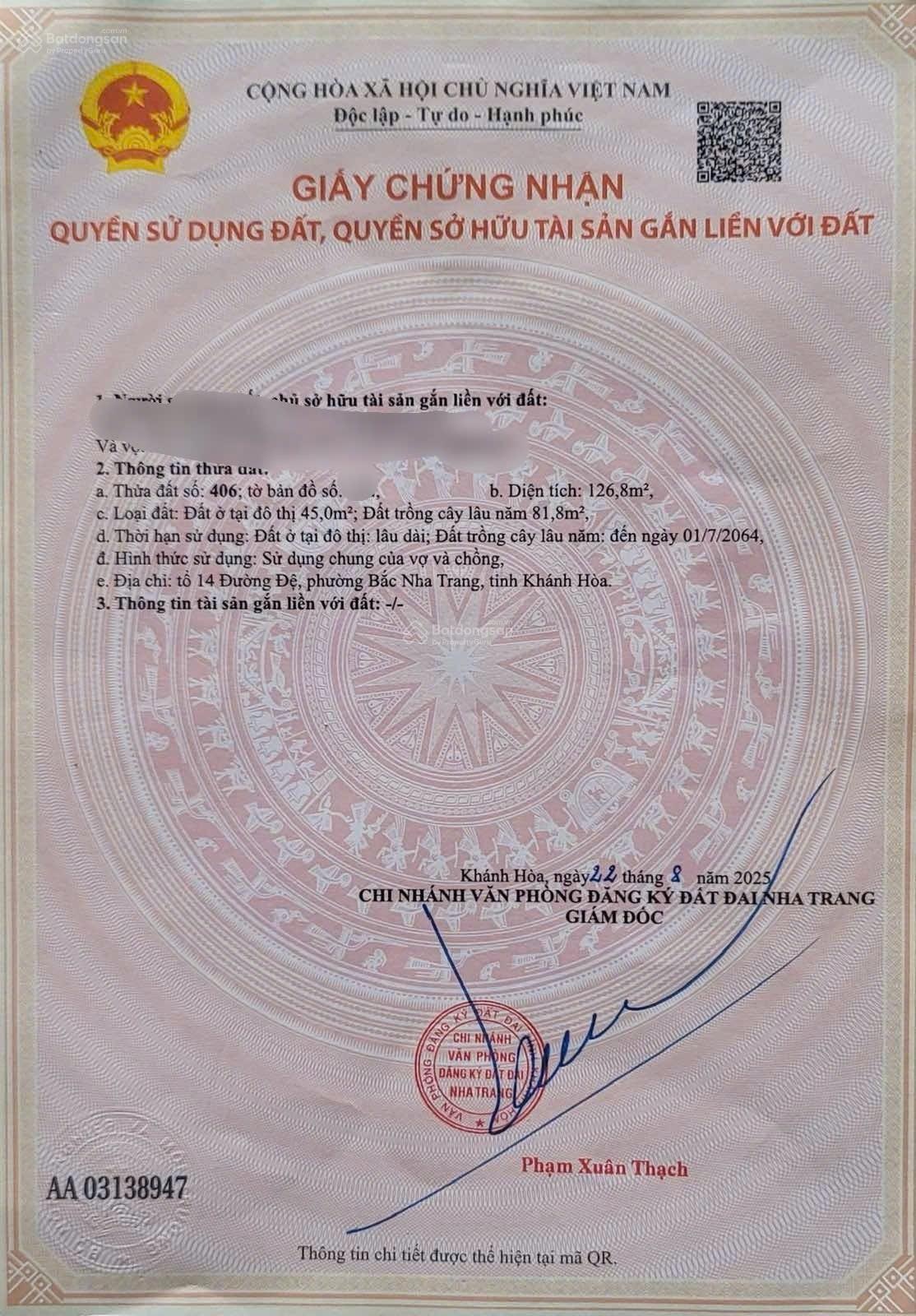 Bán lô góc MT đường Thân Nhân Trung, phường Vĩnh Hoà, Nha Trang