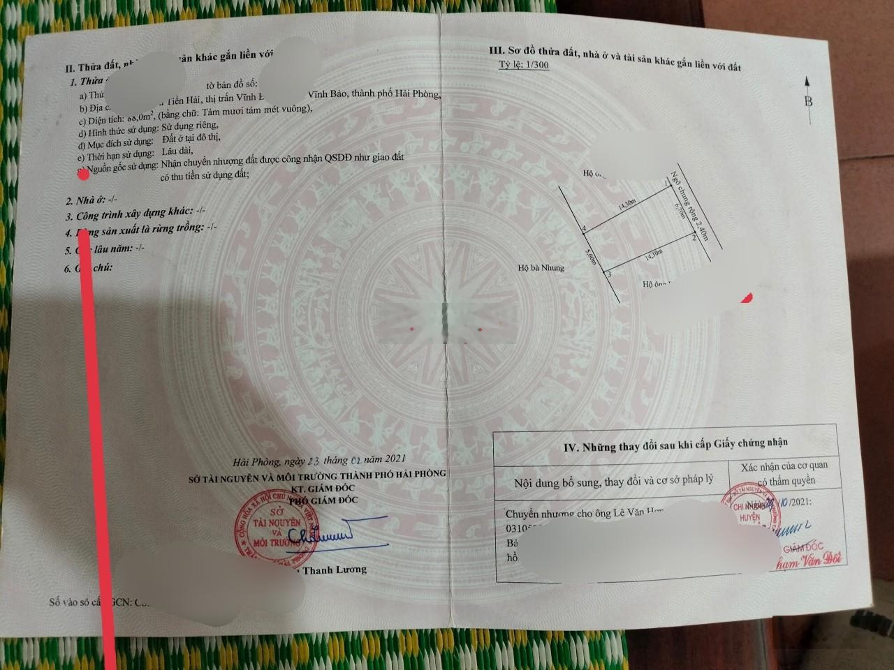 Bán đất đẹp tại Thị trấn Vĩnh Bảo, 1,85 tỷ, 88 m2 chỉ với