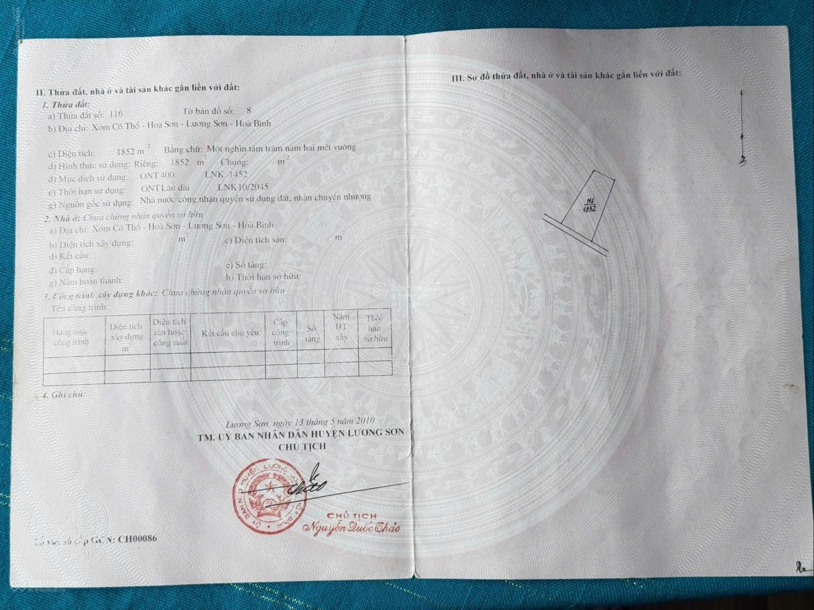 Chính chủ bán lô đất view hồ tại Hoà Sơn