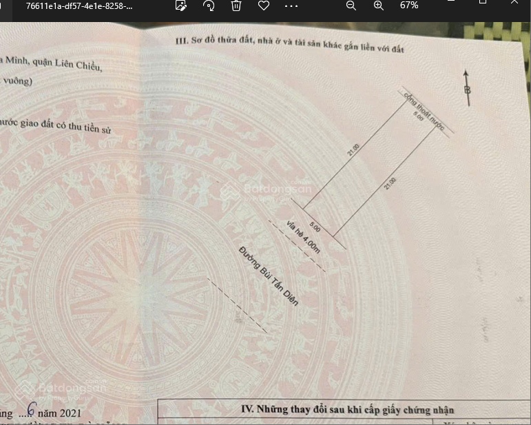 Bán lô đất đường 10m5 BÙI TẤN DIÊN - đường lớn Kinh doanh .DT 105m2 giá 5ty6 LH 0942992361
