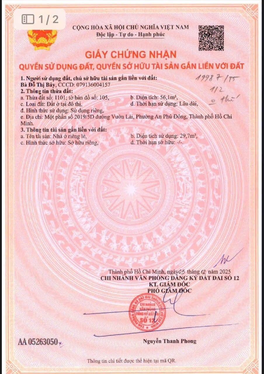 Bán gấp đất tại An Phú Đông, 5,3 tỷ, 56m2, phù hợp đầu tư