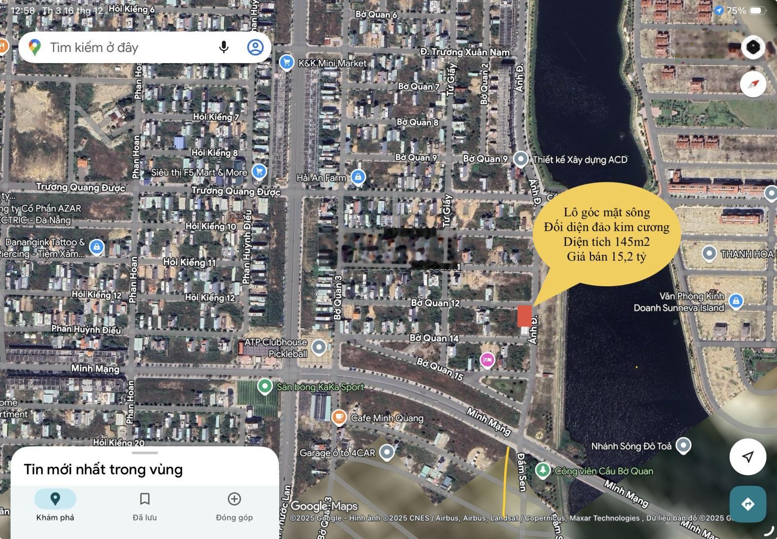 Bán lô góc mặt sông Hàn, đối diện đảo biệt thự kim cương, vị trí tuyệt đẹp, diện tích 160m2