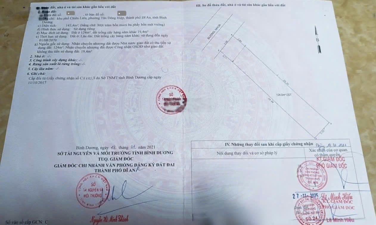 Bán đất 5x29m, hẻm ĐT. 743C P. Tân Đông Hiệp