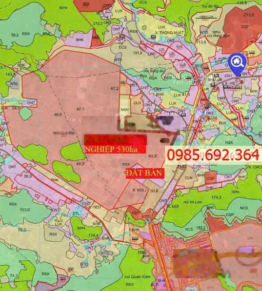 Chính chủ cần bán 1 lô duy nhất đối diện khu công nghiệp 530ha chỉ hơn 4tr/m2 . 0985692364