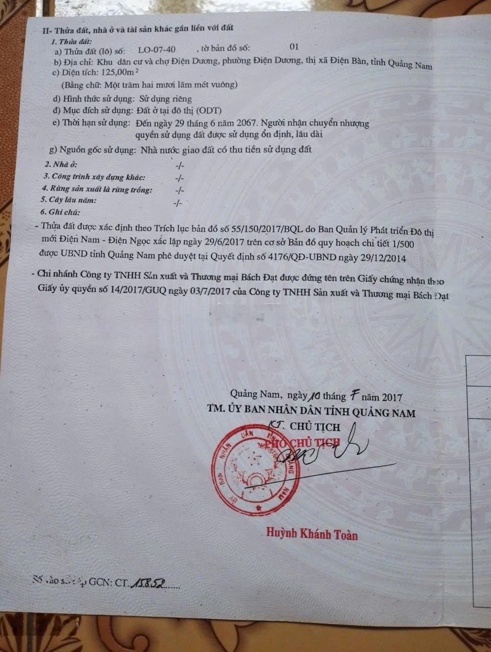 Hot hot, gia chủ cần tiền bán gấp đất khu quy hoạch chợ mới Điện Dương, khu dân cư đã hình thành