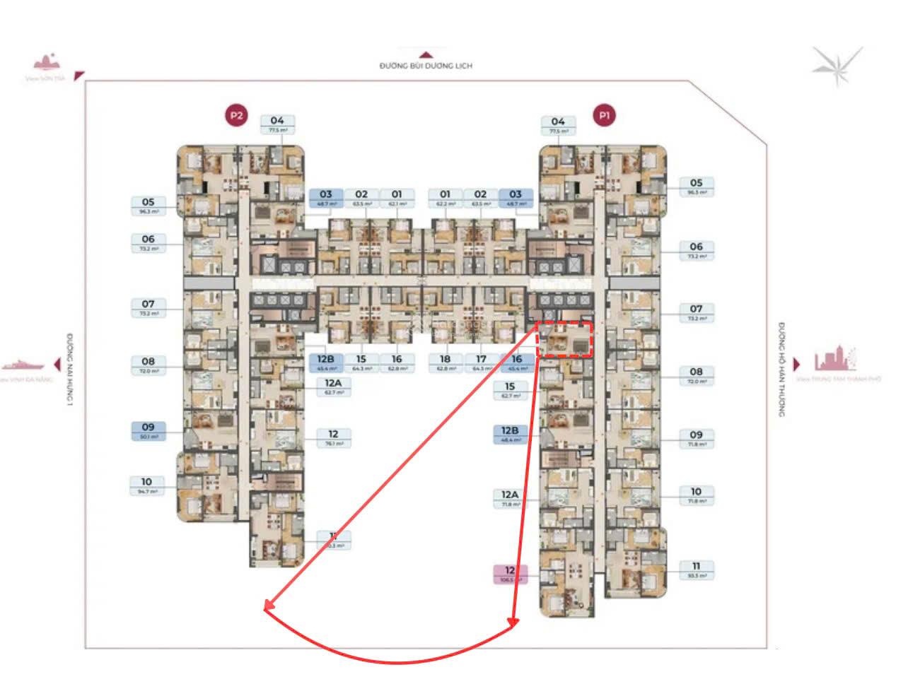 Chỉ 3,2 tỷ sở hữu ngay căn hộ 1 phòng ngủ 45m2 sát sông Hàn